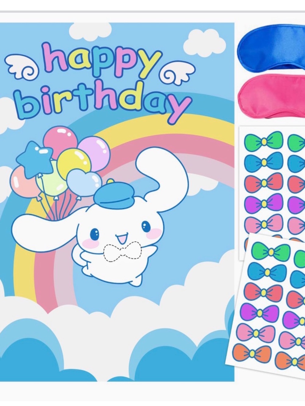 Sanrio Cinnamoroll Birthday Pin-the-Bow Party Game - Rare